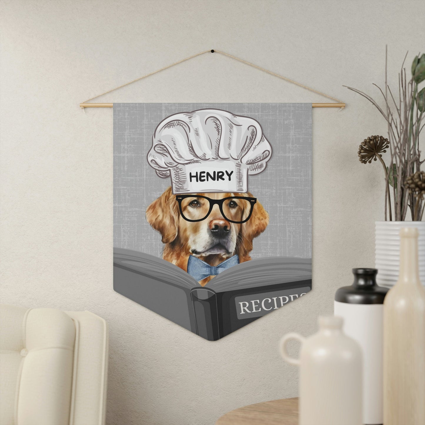 Personalized Dog Kitchen Art Wall Decor - Golden Retriever Custom Kitchen Wall Art, Funny Kitchen Art