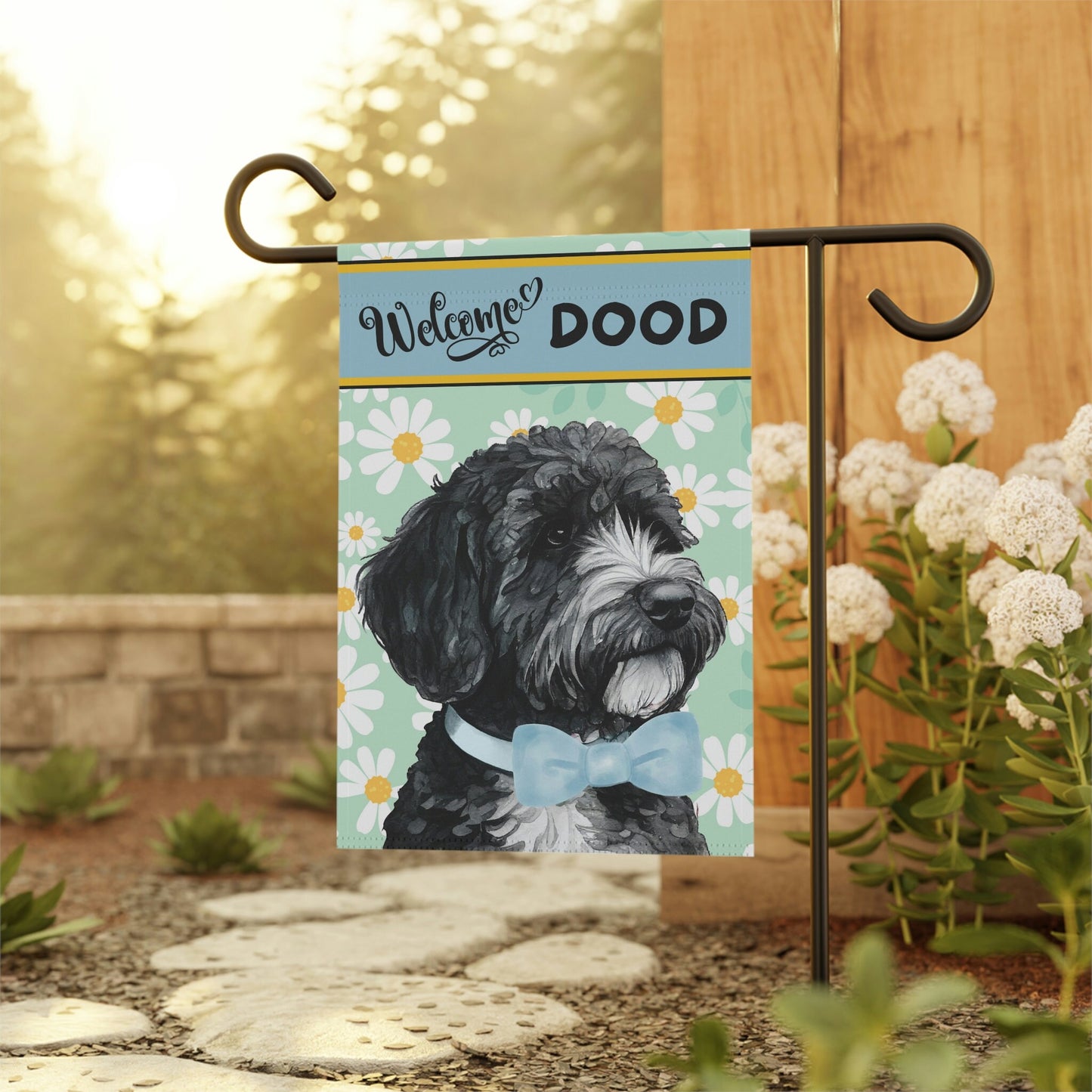 Bernedoodle Spring Summer  Garden Flag - Doodle Dog, Sheepadoodle, Bernedoodle Gift for Doodle Mom & Dad, Stand Not Included