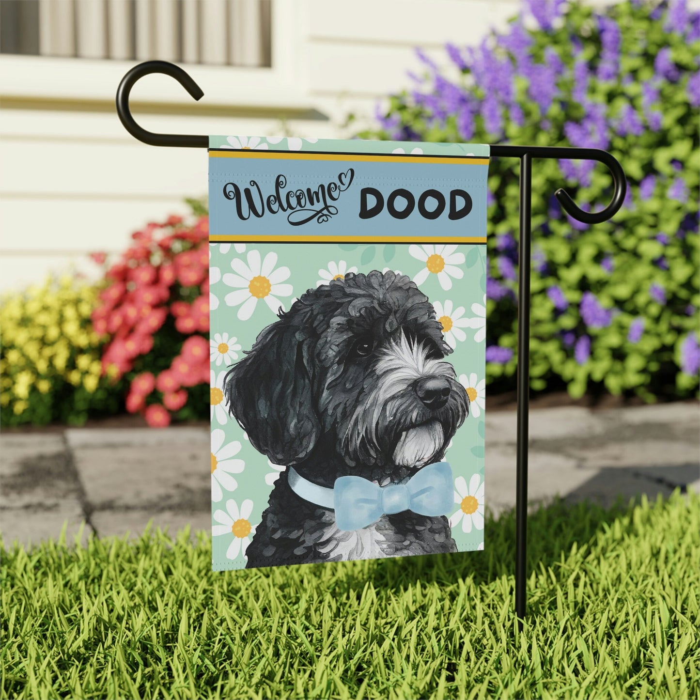 Bernedoodle Spring Summer  Garden Flag - Doodle Dog, Sheepadoodle, Bernedoodle Gift for Doodle Mom & Dad, Stand Not Included