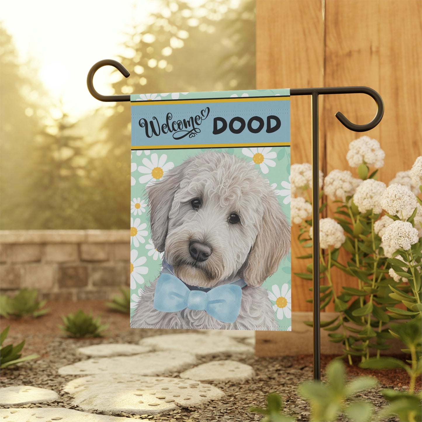 Doodle - Goldedoodle, Labradoodle Spring Summer  Garden Flag, Gift for Doodle Mom & Dad, Doodle Dog (boy), Stand Not Included