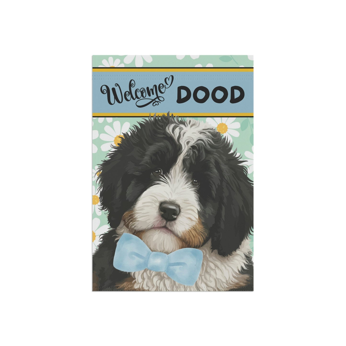 Bernedoodle - Sheepadoodle Spring Summer  Garden Flag, Gift for Doodle Mom & Dad, Doodle Dog (boy), Stand Not Included