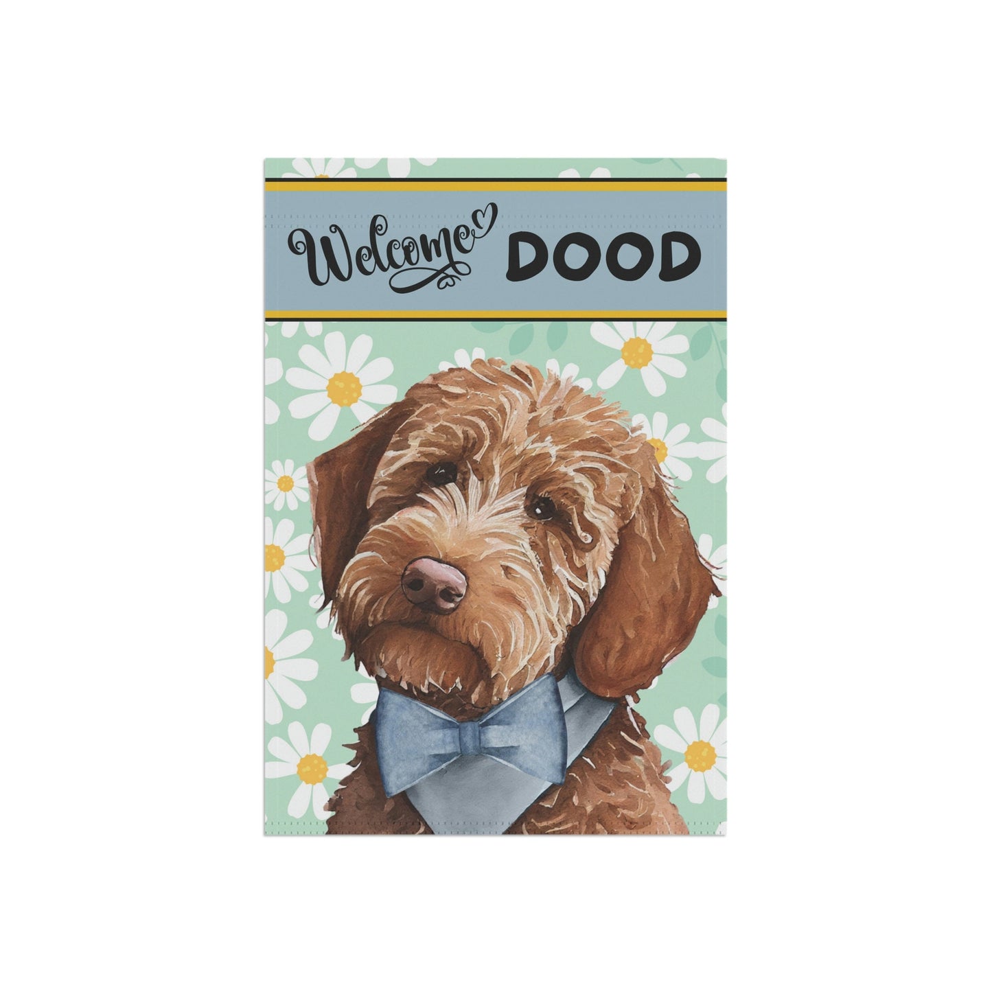 Apricot Red Doodle - Spring Summer  Garden Flag, Gift for Goldedoodle, Labradoodle Mom & Dad, Doodle Dog (boy), Stand Not Included