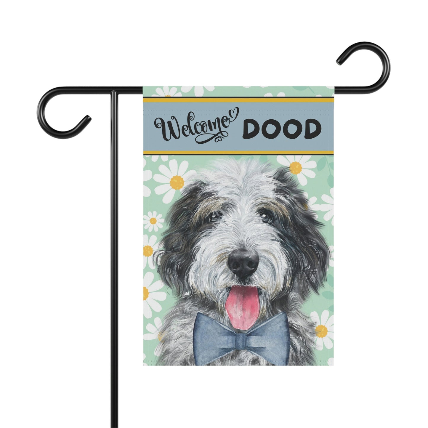 Sheepadoodle Spring Summer Garden Flag - Gift for Doodle Dog Mom & Dad, Doodle Dog (boy), Stand Not Included