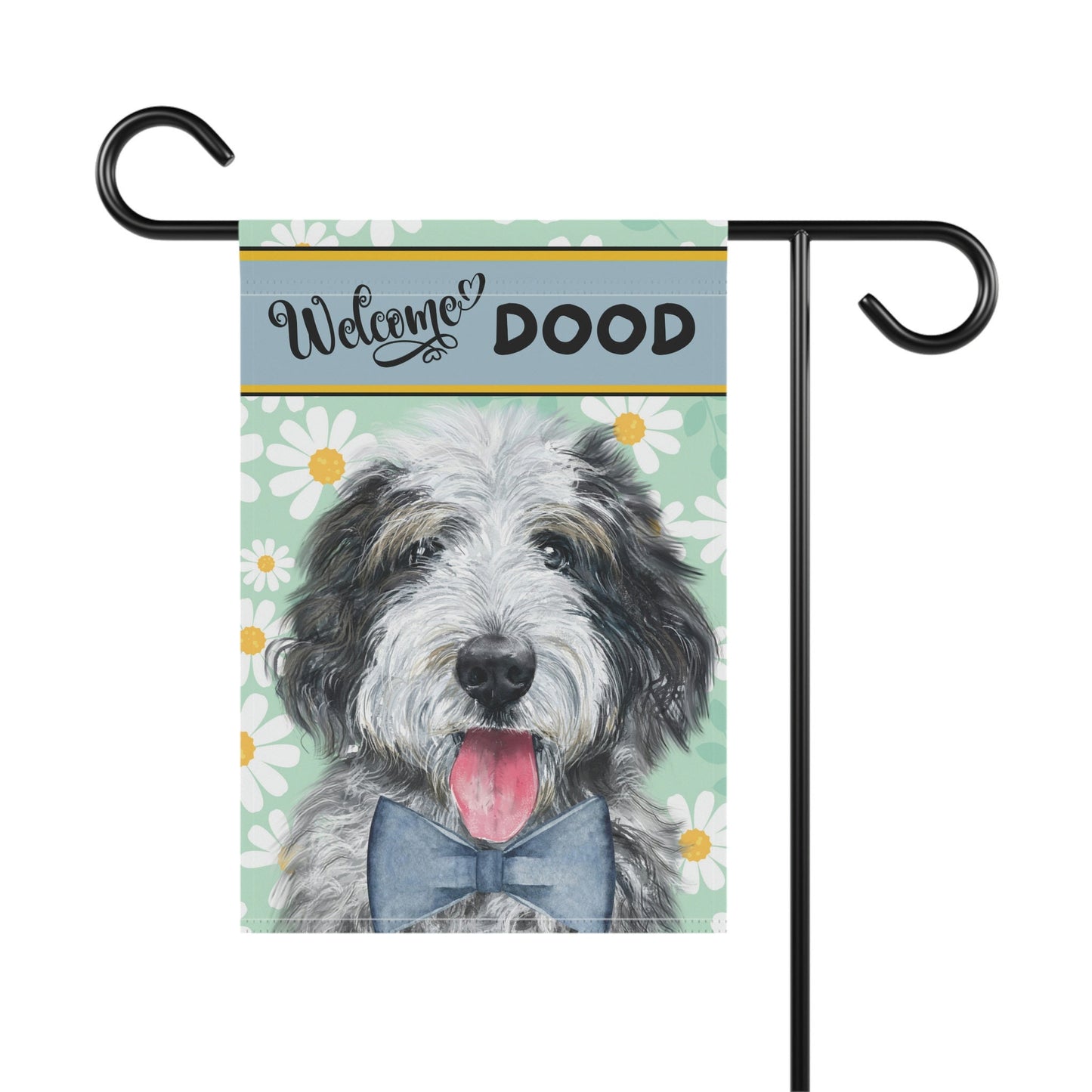 Sheepadoodle Spring Summer Garden Flag - Gift for Doodle Dog Mom & Dad, Doodle Dog (boy), Stand Not Included