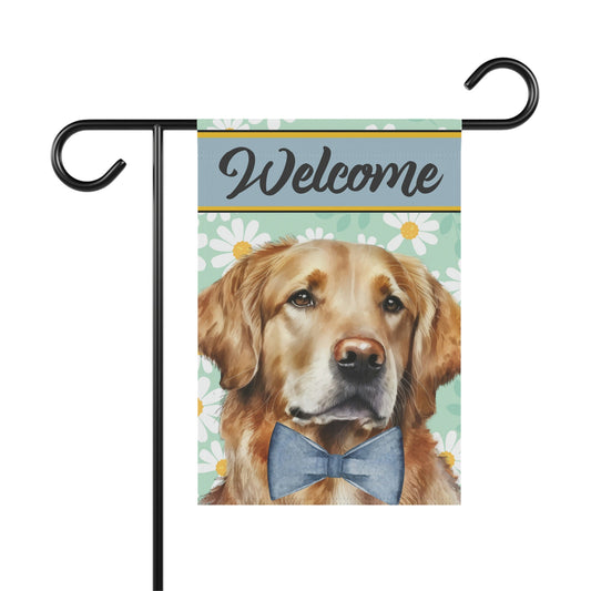 Golden Retriever Spring Summer Garden Flag - Gift for Golden Retriever Mom & Dad, Doodle Dog (boy), Stand Not Included