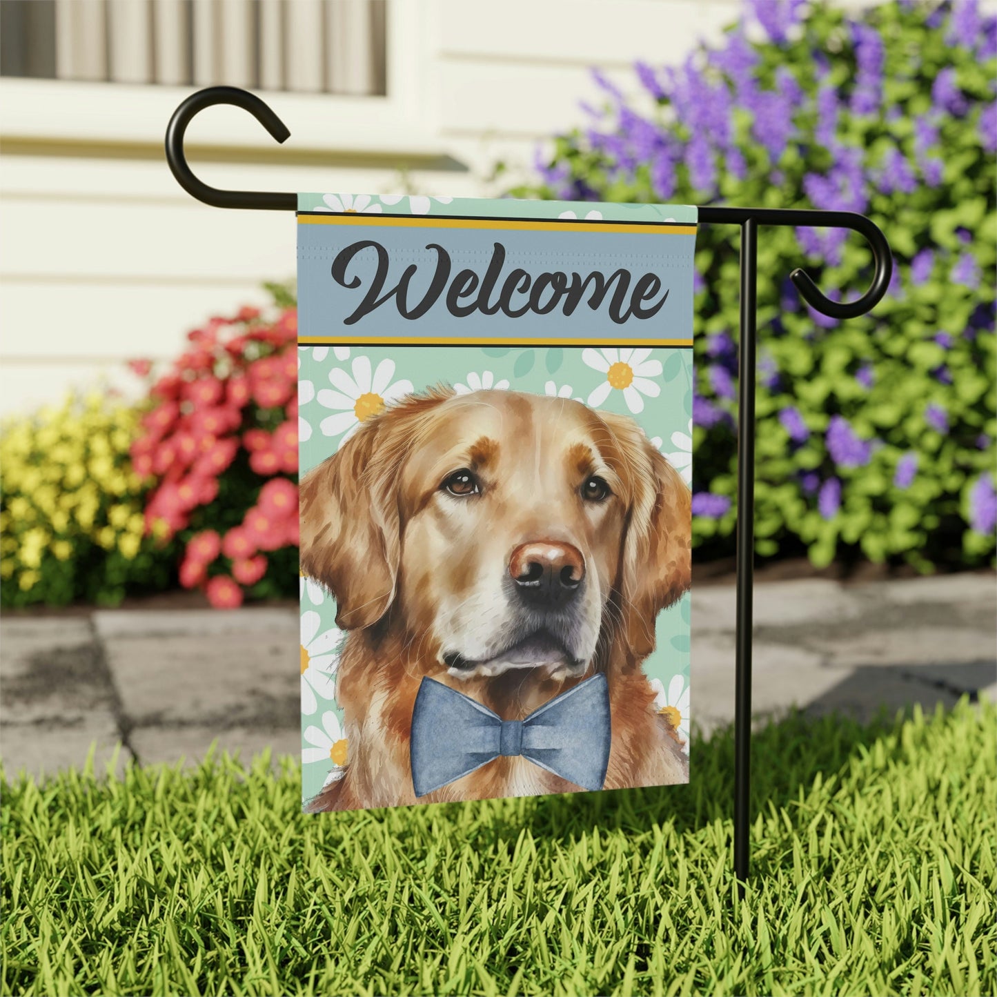 Golden Retriever Spring Summer Garden Flag - Gift for Golden Retriever Mom & Dad, Doodle Dog (boy), Stand Not Included