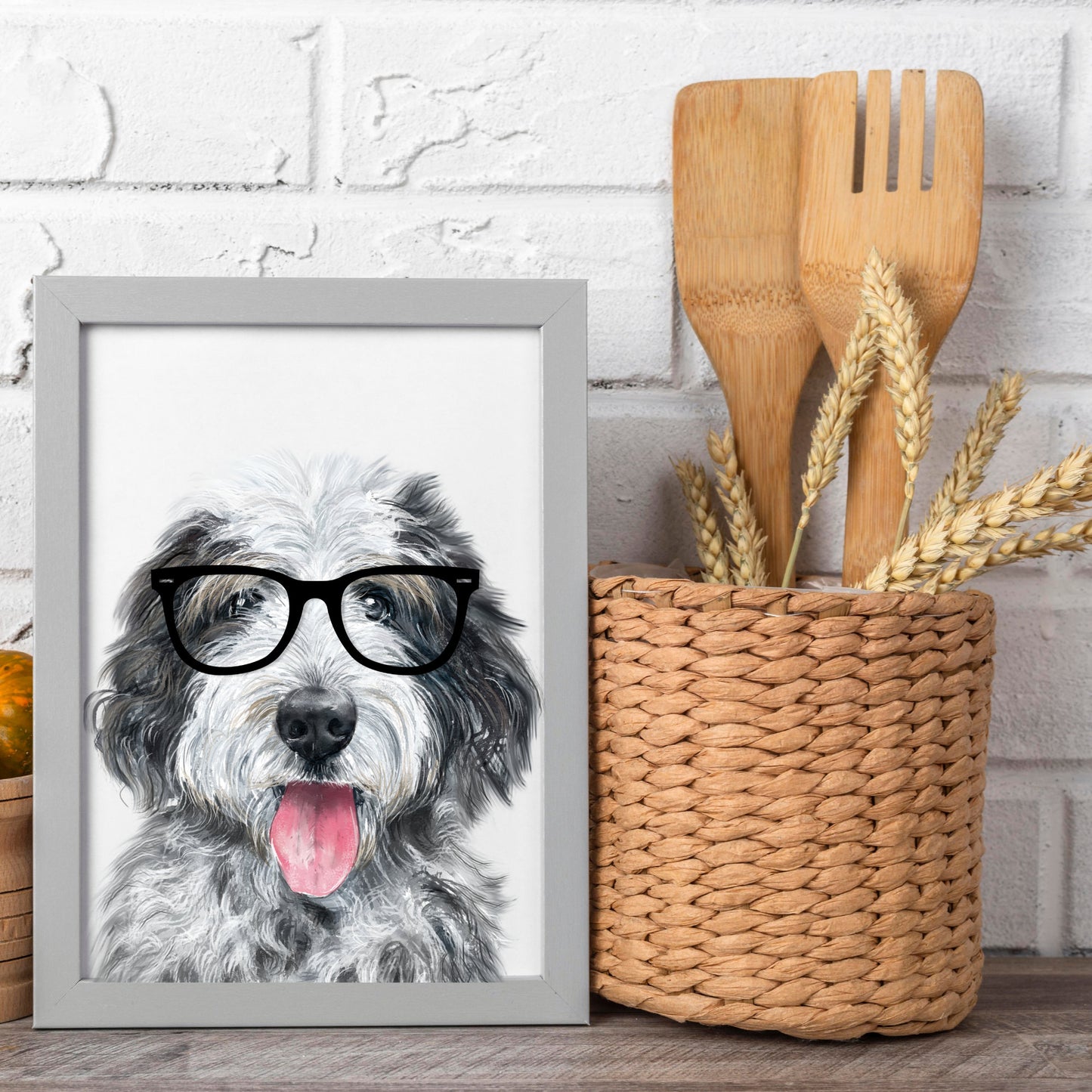 Printable Doodle Dog Art Print - Sheepadoodle Art Decor, Dog Art Print, Kitchen Wall Art, Digital Download, Aussiedoodle Art