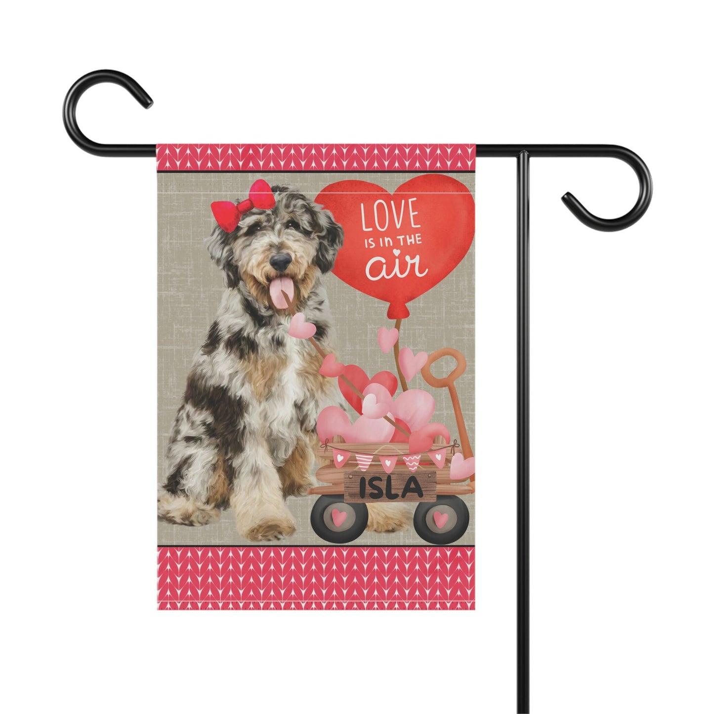 Personalized Merle Doodle Dog (GIRL)Valentine Garden Flag - Fun Gift for Doodle Moms & Dads, Double-sided Garden Flag, Stand Not I