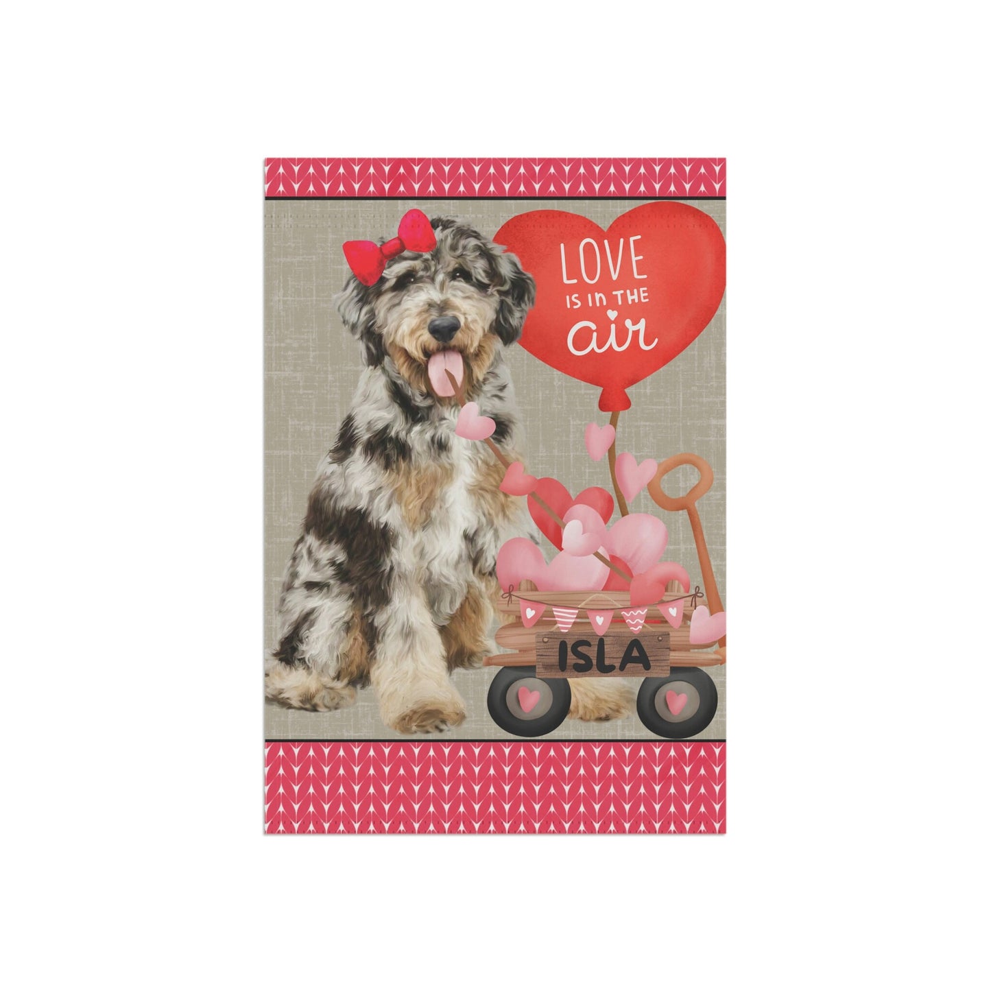 Personalized Merle Doodle Dog (GIRL)Valentine Garden Flag - Fun Gift for Doodle Moms & Dads, Double-sided Garden Flag, Stand Not I