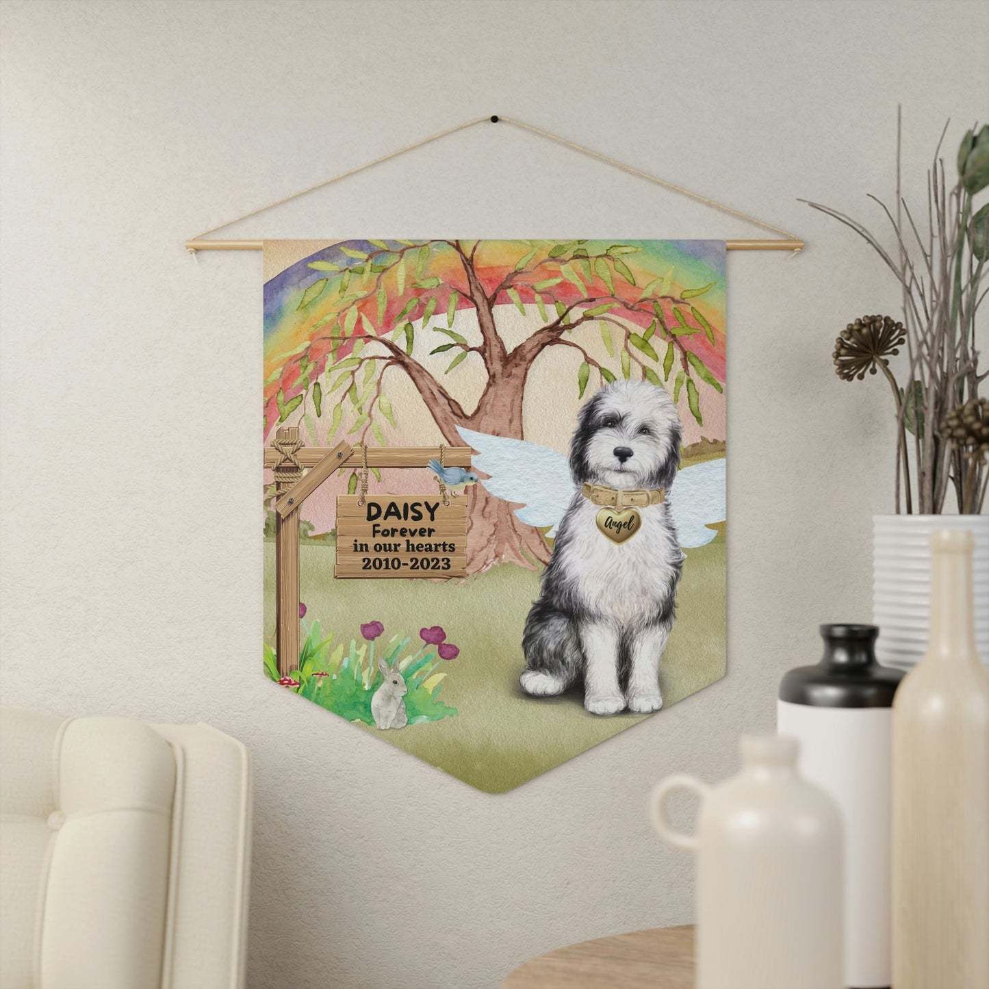 Pet Memorial Personalized - Sheepadoodle Pet Sympathy Gift, Pet Remembrance, Loss of Dog Gift, Rainbow Bridge Dog