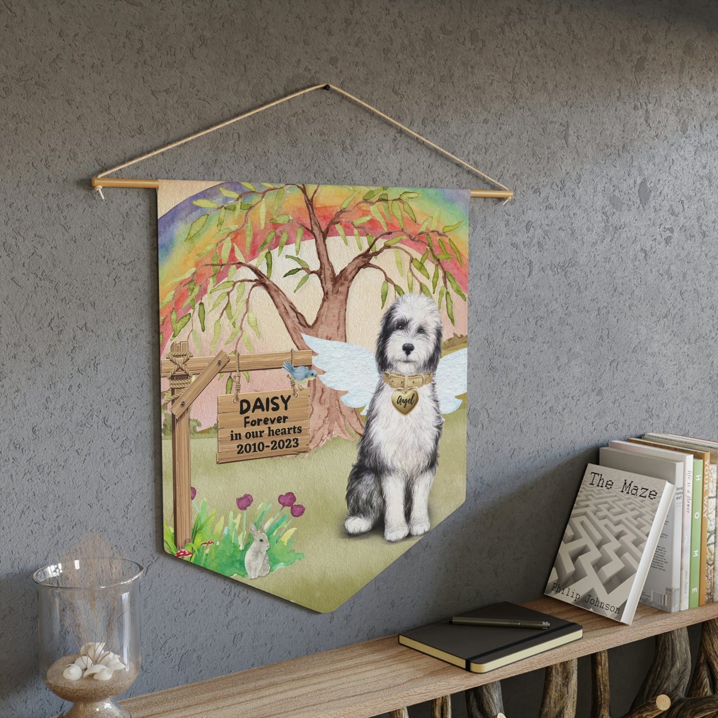 Pet Memorial Personalized - Sheepadoodle Pet Sympathy Gift, Pet Remembrance, Loss of Dog Gift, Rainbow Bridge Dog