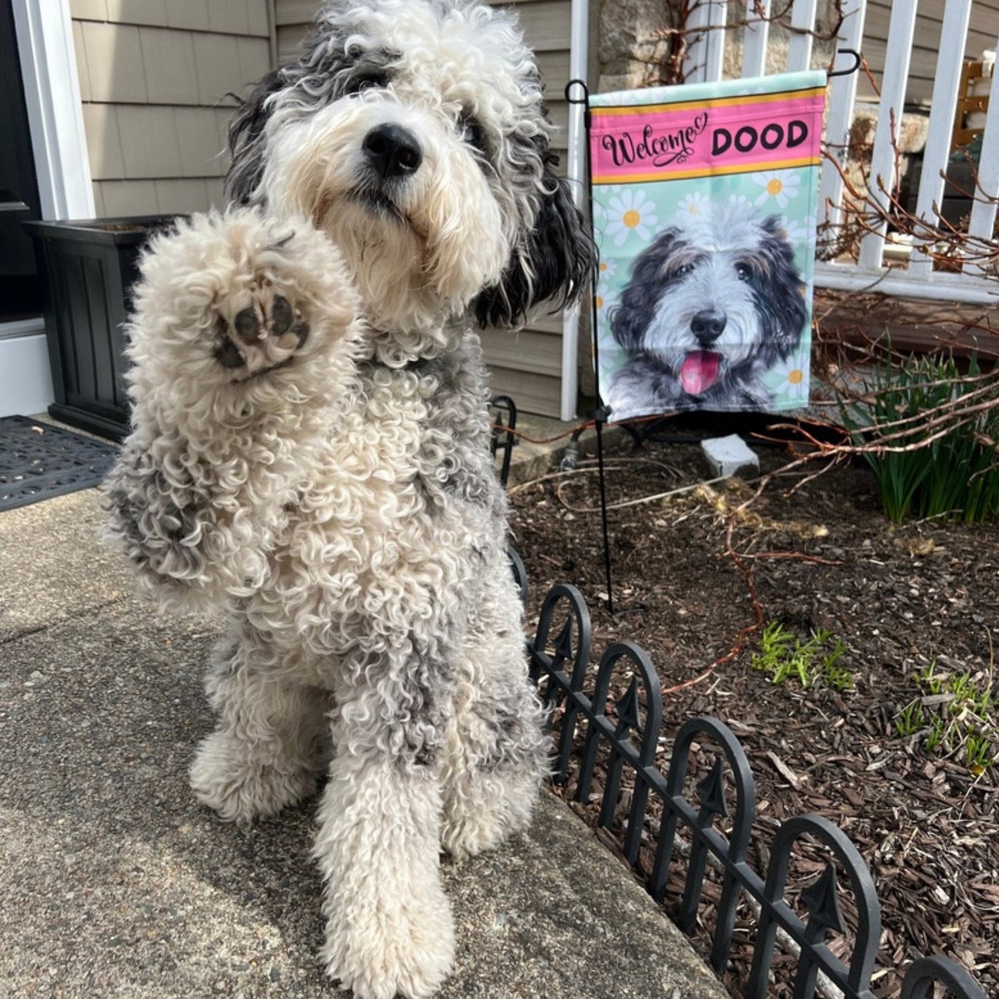 Sheepadoodle - Bernedoodle, Doodle, Spring Summer  Garden Flag, Doodle Mom Gift, Double-sided Flag, Stand Not Included