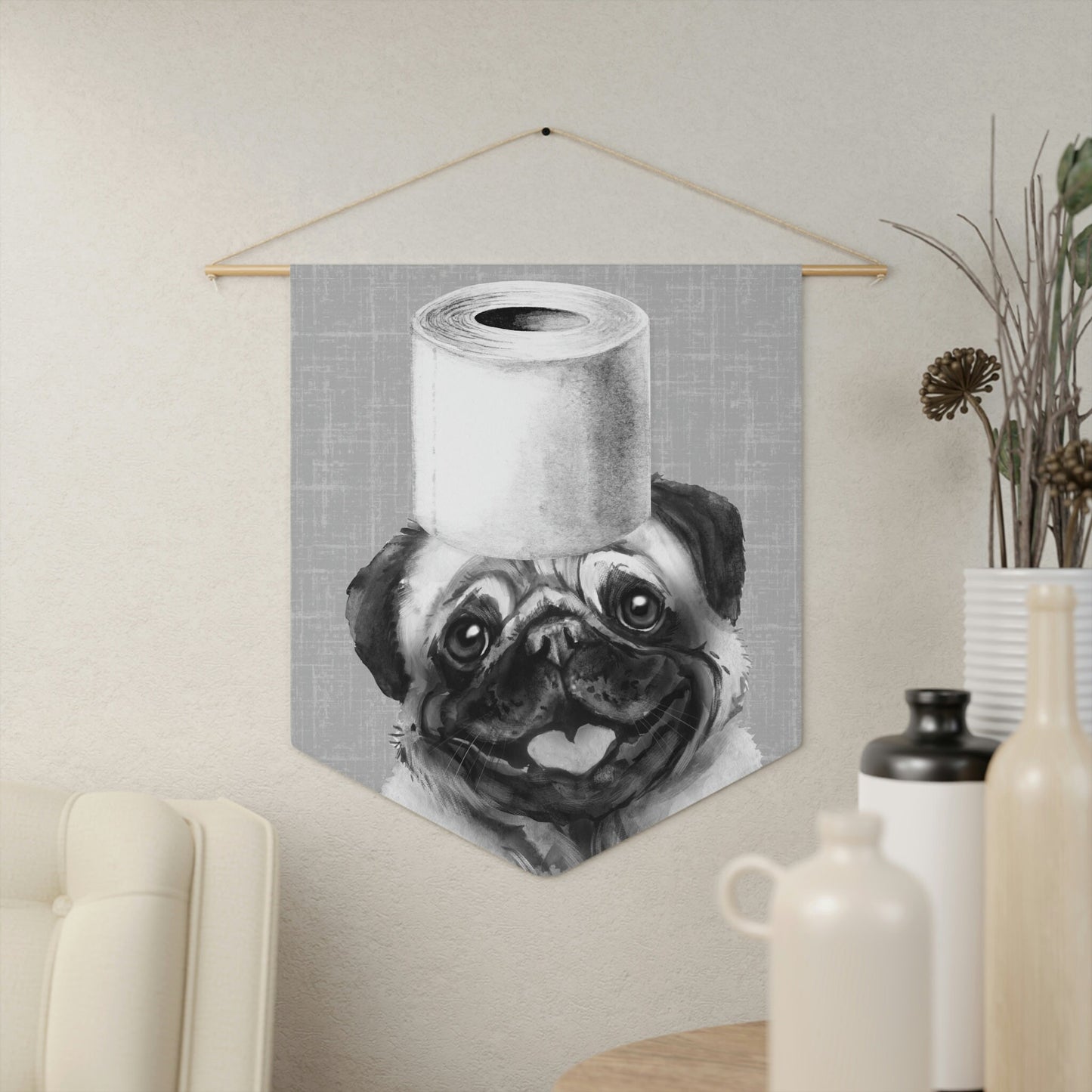 Bathroom Art Decor - Pug Dog Art Print, Toilet Humor, Funny Kids Bathroom Decor, Dog Bathroom Wall Hanging, Pug Mom Gift