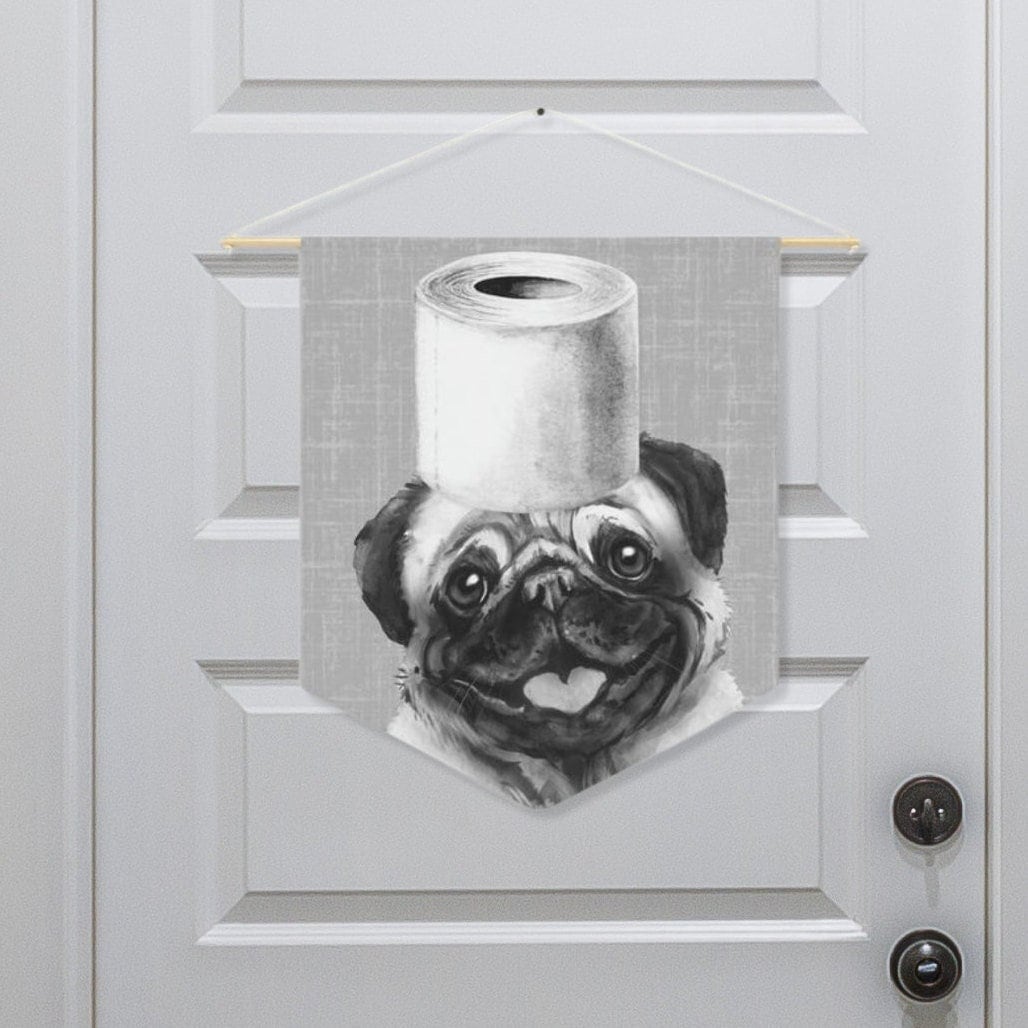 Bathroom Art Decor - Pug Dog Art Print, Toilet Humor, Funny Kids Bathroom Decor, Dog Bathroom Wall Hanging, Pug Mom Gift