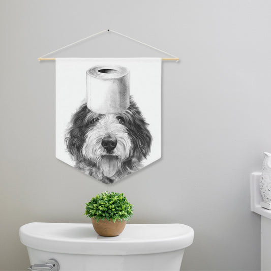 Bathroom Art Decor - Sheepaoodle Dog Art Print, Toilet Humor, Funny Kids Bathroom Decor, Bathroom Wall Hanging, White Background