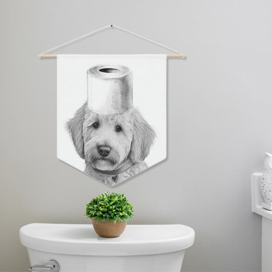 Bathroom Art Decor - Doodle Dog Art Print, Toilet Humor, Kids Bathroom, Bathroom Wall Art, Bathroom Kids Art, Bathroom Decor, Flag