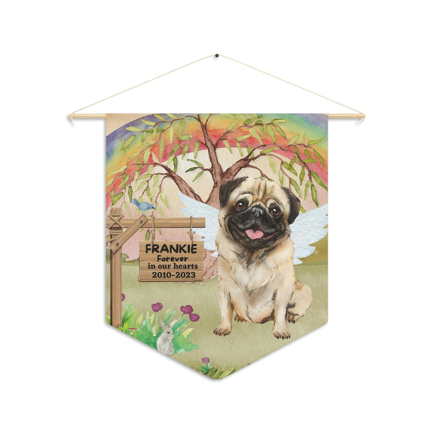 Pet Memorial Personalized - Pug Dog Sympathy Gift, Pet Remembrance, Loss of Dog Gift, Rainbow Bridge Gift