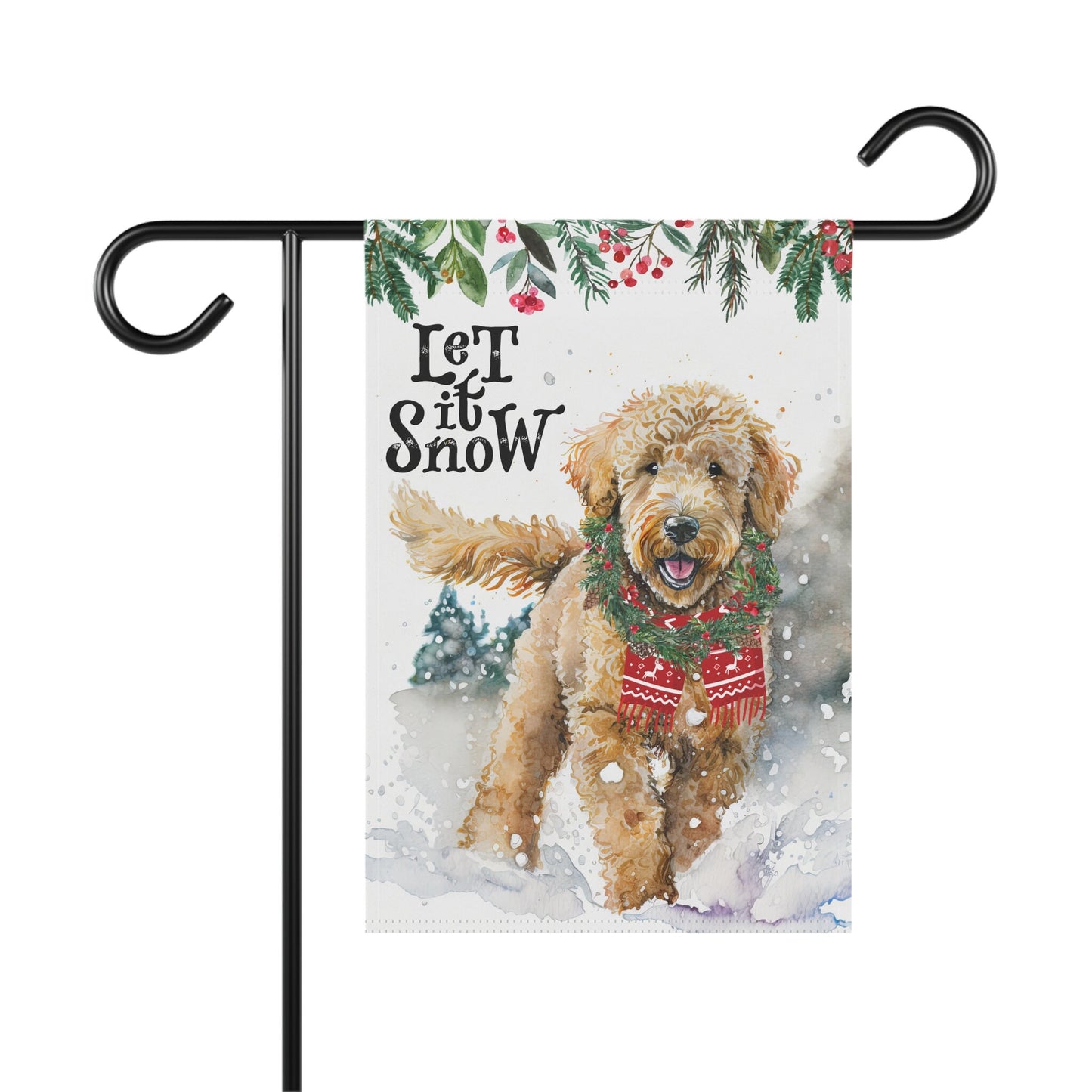 Goldendoodle - Labradoodle Christmas Winter Flag, Doodle Garden Flag Gift, Doodle Mom Gift Idea, Stand Not Included