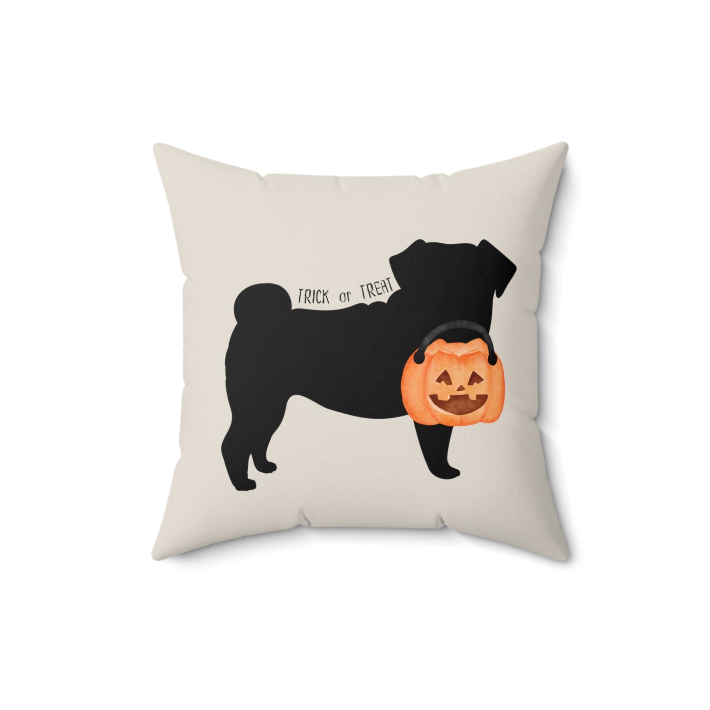 Pug Dog Halloween Pillow - Pug Silhouette, Pug Mom or Dad Gift, Pug Halloween and Fall Home Decor