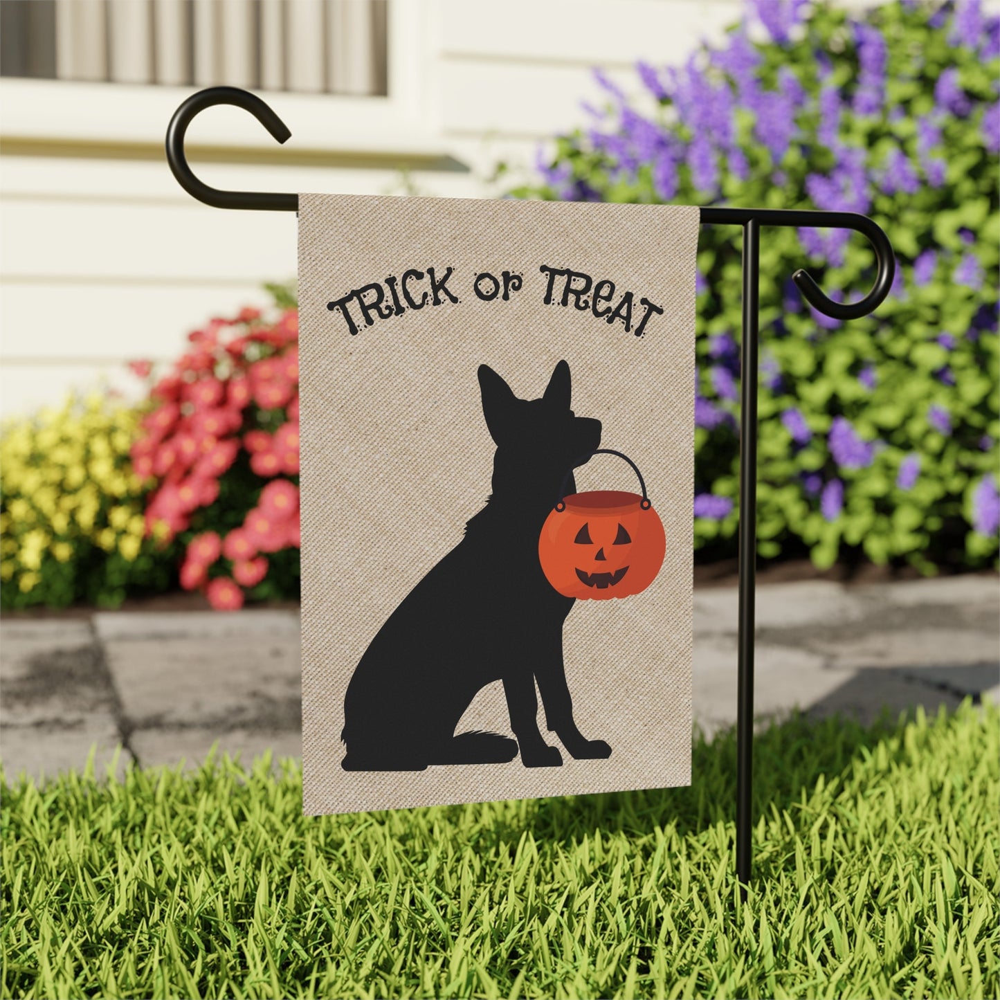 German Shepherd Dog Fall - Halloween Lawn & Garden House Flag, Double-sided Banner, Stand Not Included