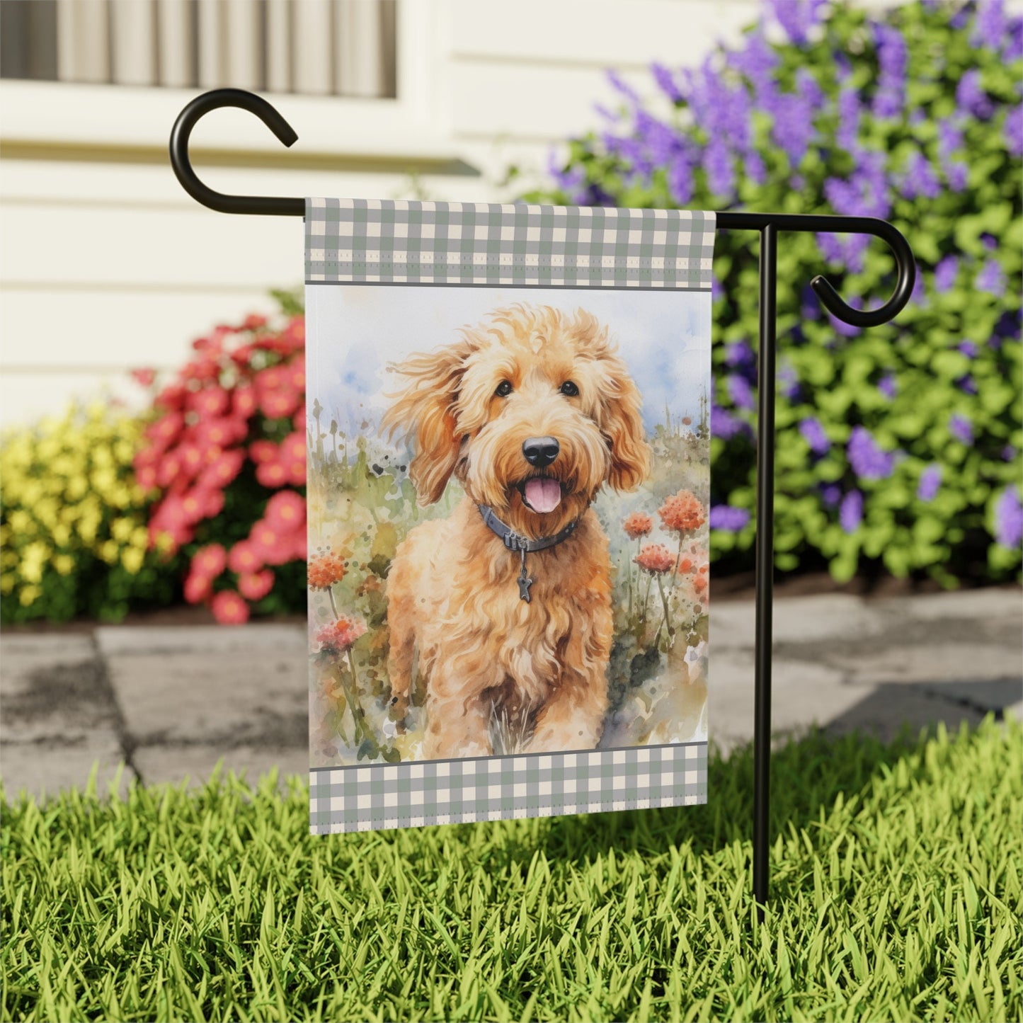 Goldendoodle Summer Garden & House Banner - Labradoodle, Doodle Dog Yard Flag, Doodle Mom Gift, Stand Not Included