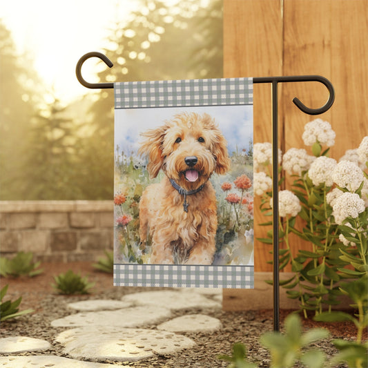 Goldendoodle Summer Garden & House Banner - Labradoodle, Doodle Dog Yard Flag, Doodle Mom Gift, Stand Not Included