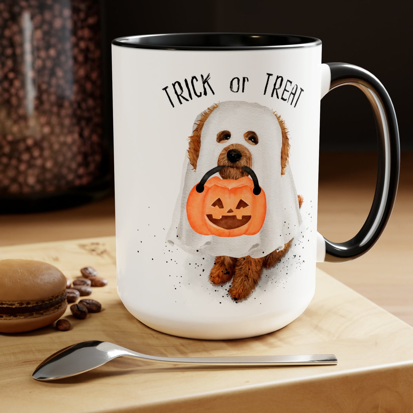 Apricot Red Doodle Dog - Goldendoodle, Labradoodle, Cockapoo Halloween Mug, Large 15 Oz Coffee Mugs, Perfect Gift Idea for Doodle