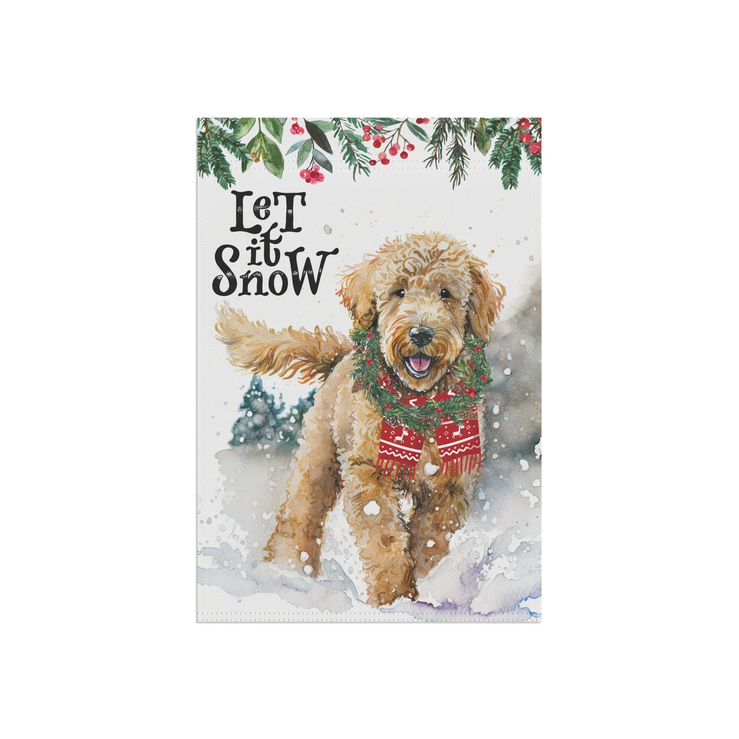 Goldendoodle - Labradoodle Christmas Winter Flag, Doodle Garden Flag Gift, Doodle Mom Gift Idea, Stand Not Included