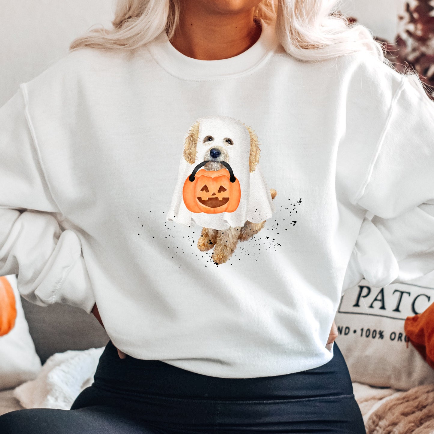 Doodle Dog Halloween Ghost Sweatshirt - Goldendoodle, Labradoodle, Cockapoo, Cavoodle, Doodle Mom Halloween Gift Shirt