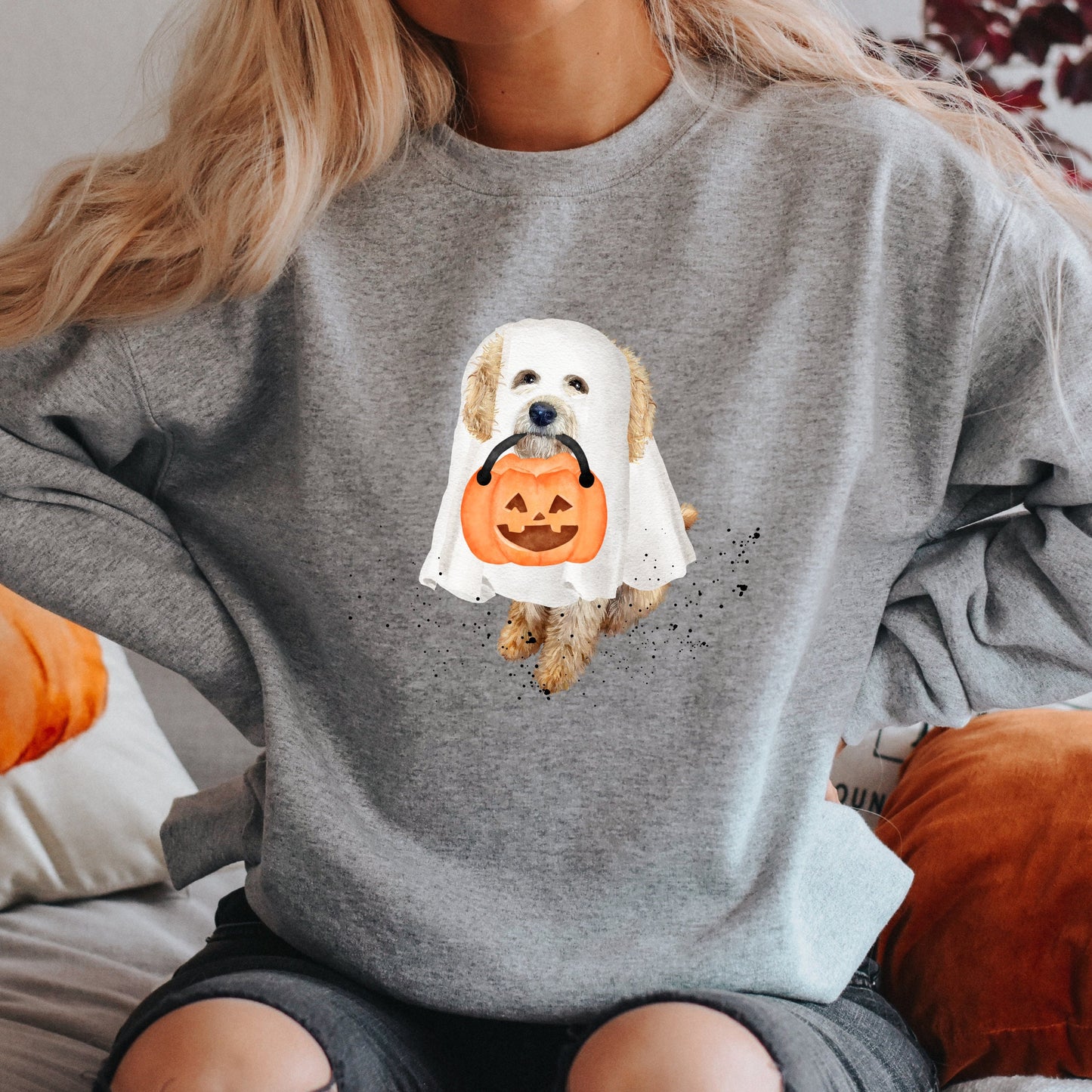 Doodle Dog Halloween Ghost Sweatshirt - Goldendoodle, Labradoodle, Cockapoo, Cavoodle, Doodle Mom Halloween Gift Shirt