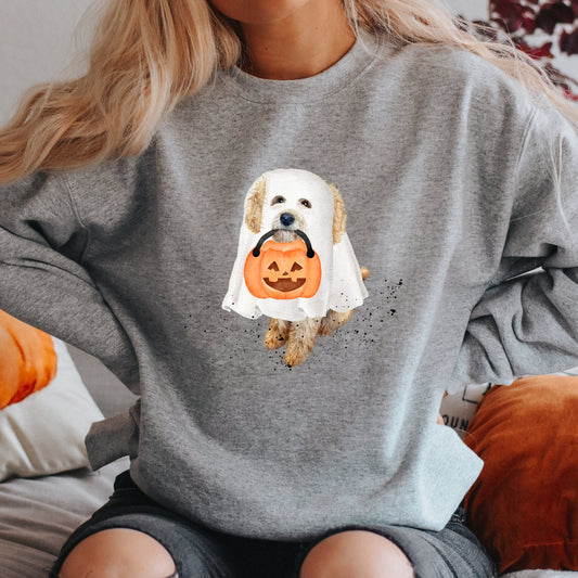 Doodle Dog Halloween Ghost Sweatshirt - Goldendoodle, Labradoodle, Cockapoo, Cavoodle, Doodle Mom Halloween Gift Shirt