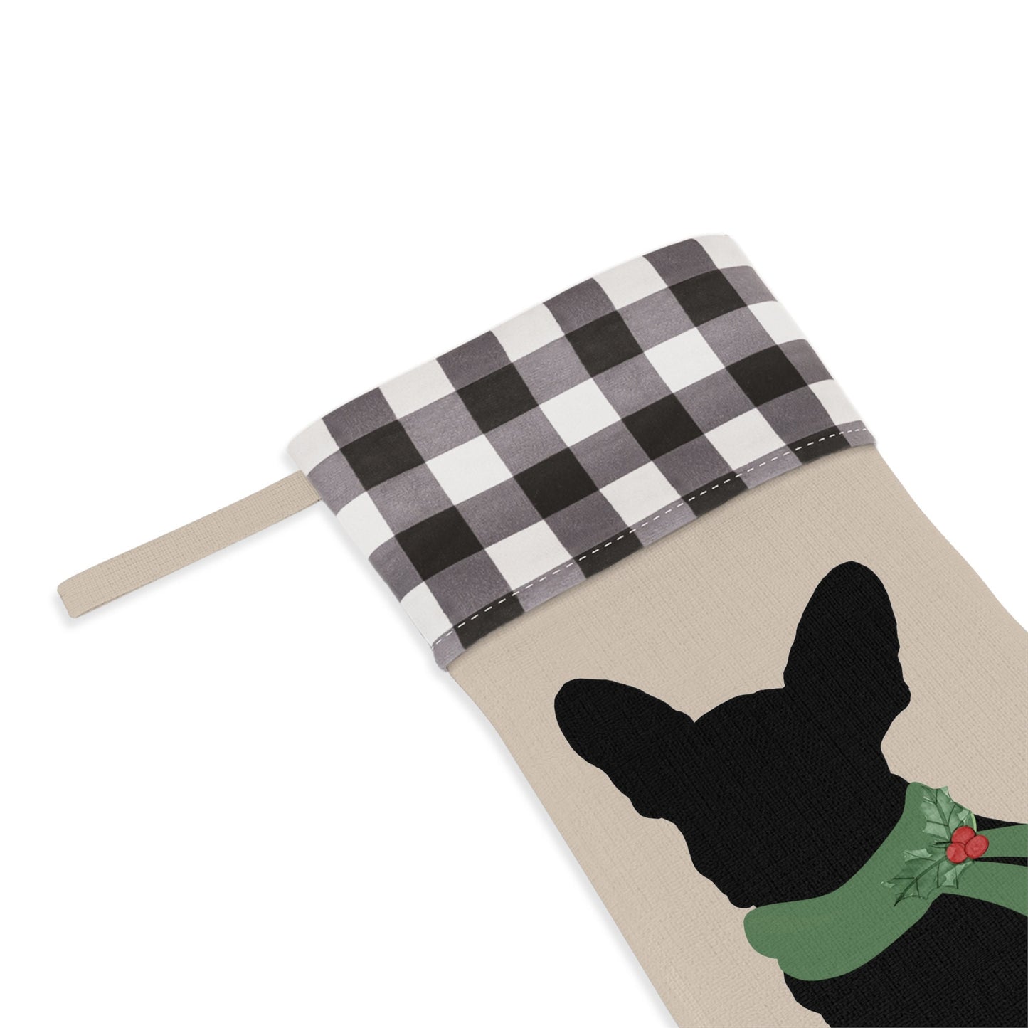 Personalized Dog Christmas Stocking - French Bulldog Stocking, Frenchie Mom or Dad Holiday Gift, Minimalistic and Neutral Decor