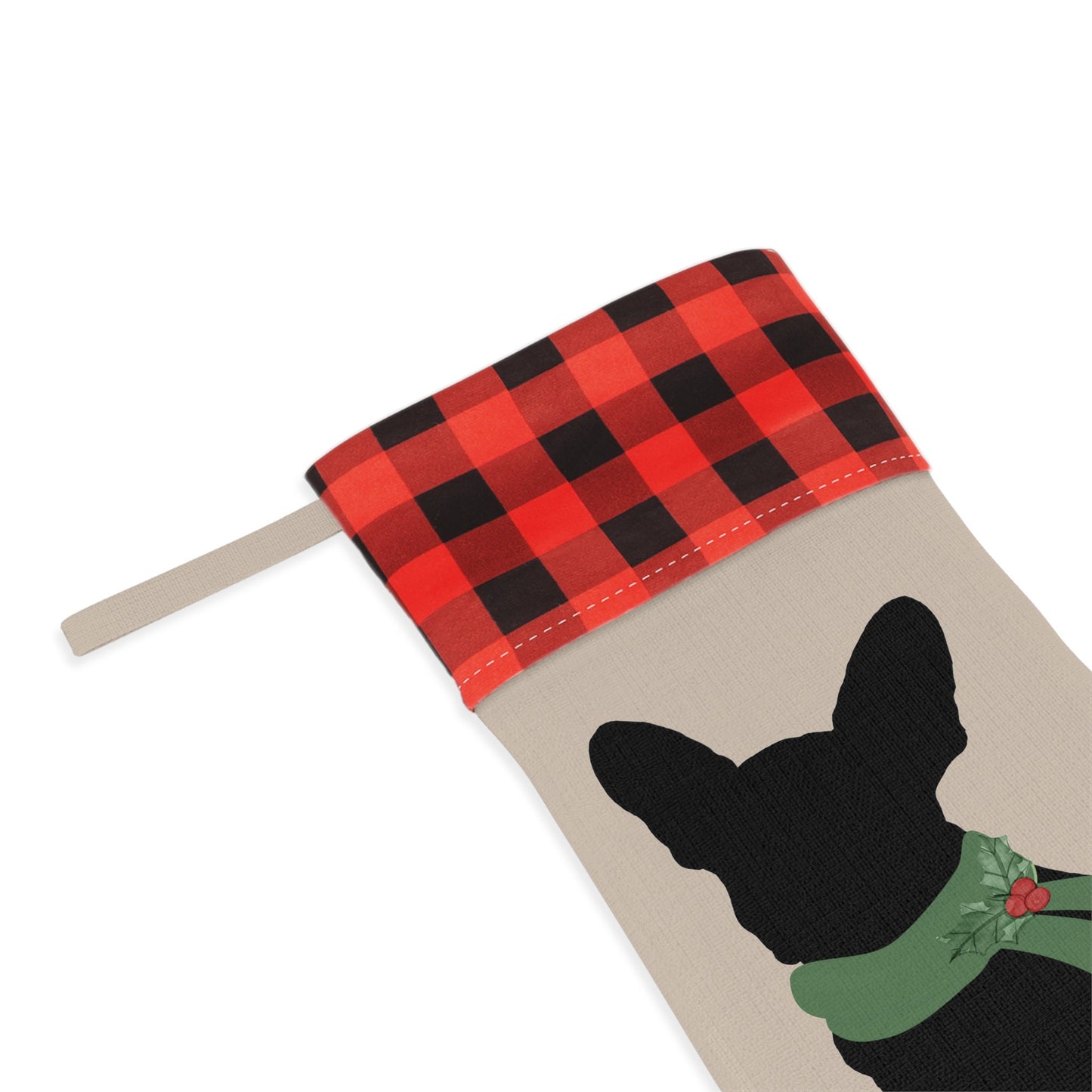 Personalized Dog Christmas Stocking - French Bulldog Stocking, Frenchie Mom or Dad Holiday Gift, Minimalistic and Neutral Decor