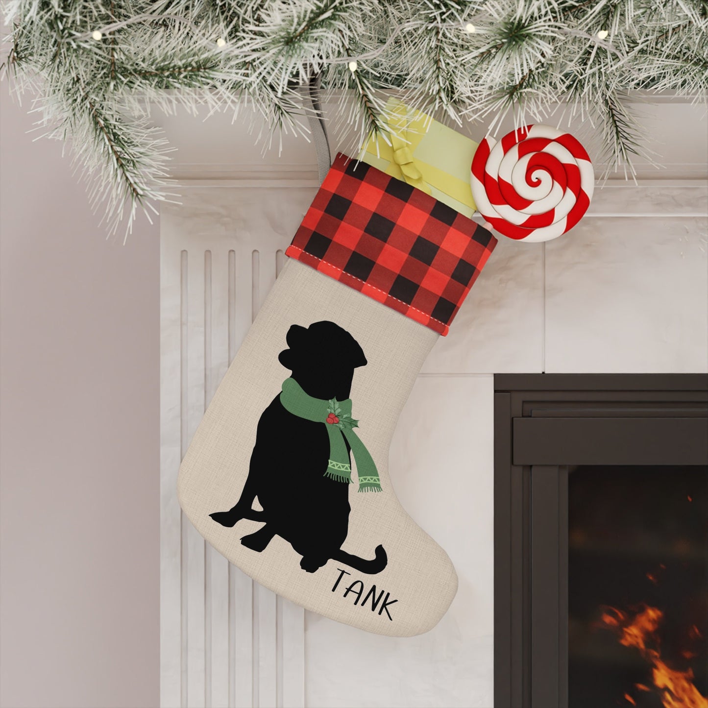 Personalized Dog Christmas Stocking - Rottweiler Stocking, Rottie Mom or Dad Holiday Gift, Minimalistic and Neutral Decor