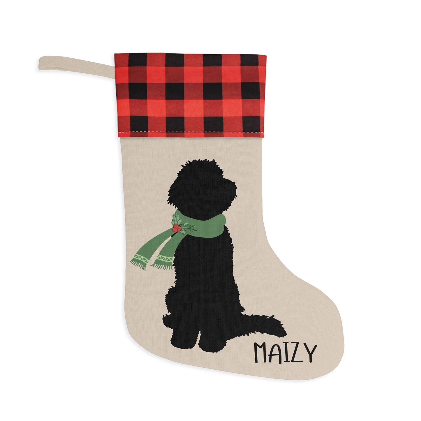 Personalized Dog Christmas Stocking - Doodle Dog  Silhouette Stocking, Goldendoodle, Bernedoodle, Labradoodle Etc., Minimalistic D