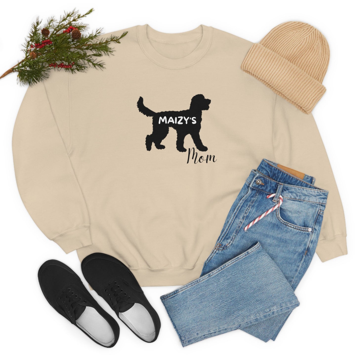 Personalized Doodle Dog Silhouette Mom Sweatshirt - Goldendoodle, Labradoodle, Bernedoodle, Sheepadoodle Etc., Doodle Mom Gift