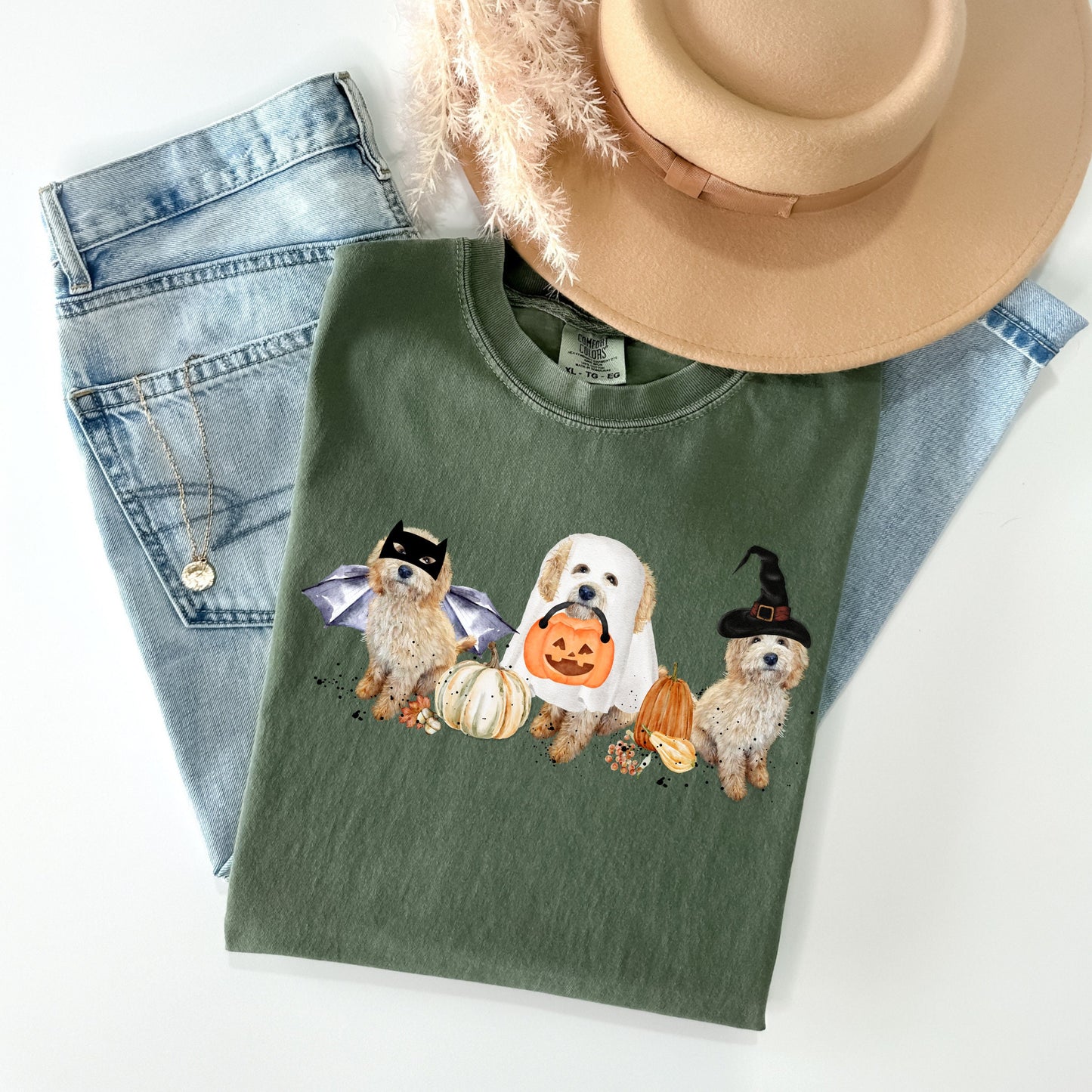 Comfort Colors Goldendoodle - Labradoodle  Halloween Fall Unisex T-shirt, Doodle Dog Mom Gift, Cavoodle Gift, Cockapoo Gift