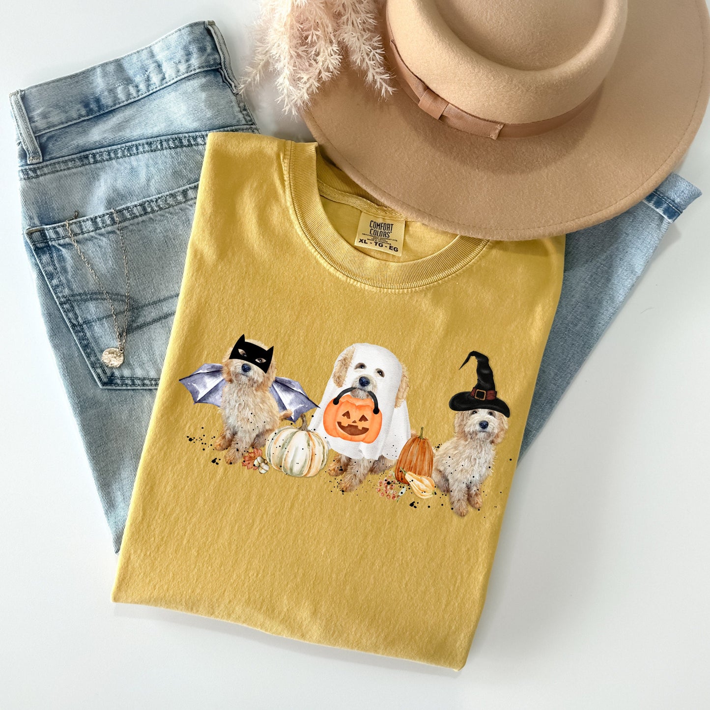 Comfort Colors Goldendoodle - Labradoodle  Halloween Fall Unisex T-shirt, Doodle Dog Mom Gift, Cavoodle Gift, Cockapoo Gift