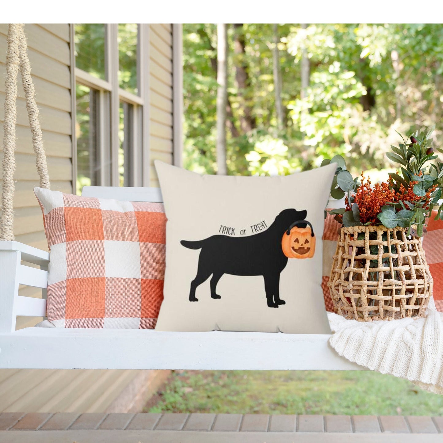 Labrador Retriever Dog Halloween Pillow - Retriever Silhouette, Labrador Retriever Mom Gift, Retriever Fall Home Decor