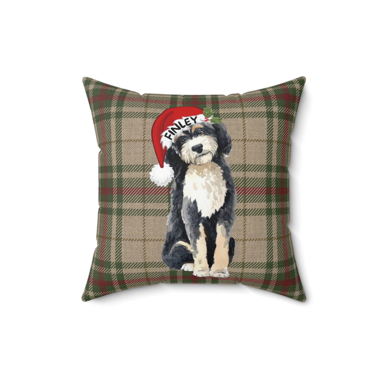 Personalized Bernedoodle Christmas Pillow - Custom Doodle Dog Mom Christmas Gift, Holiday Doodle Home Decor