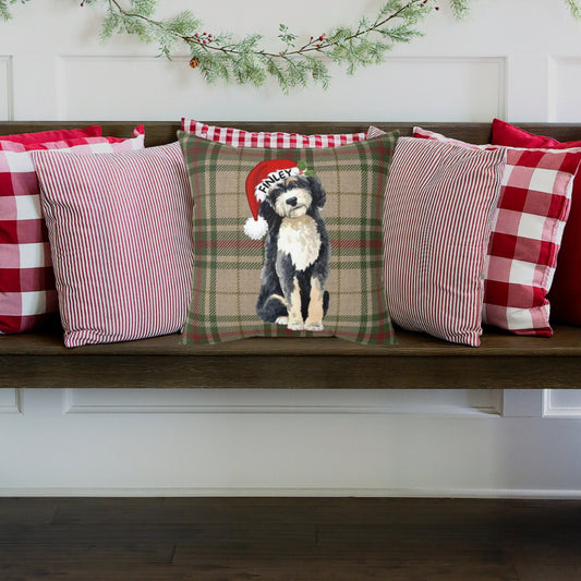 Personalized Bernedoodle Christmas Pillow - Custom Doodle Dog Mom Christmas Gift, Holiday Doodle Home Decor