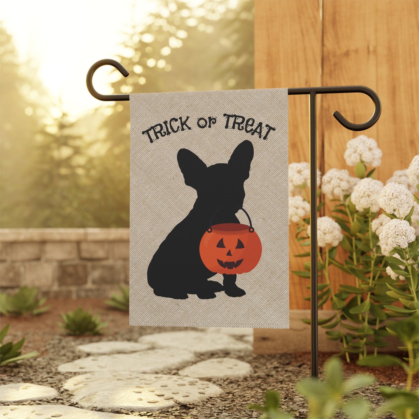 Frenchie - French Bulldog Fall, Halloween Lawn & Garden House Flag, Double-sided Banner, Frenchie Mom Gift, Stand Not Included