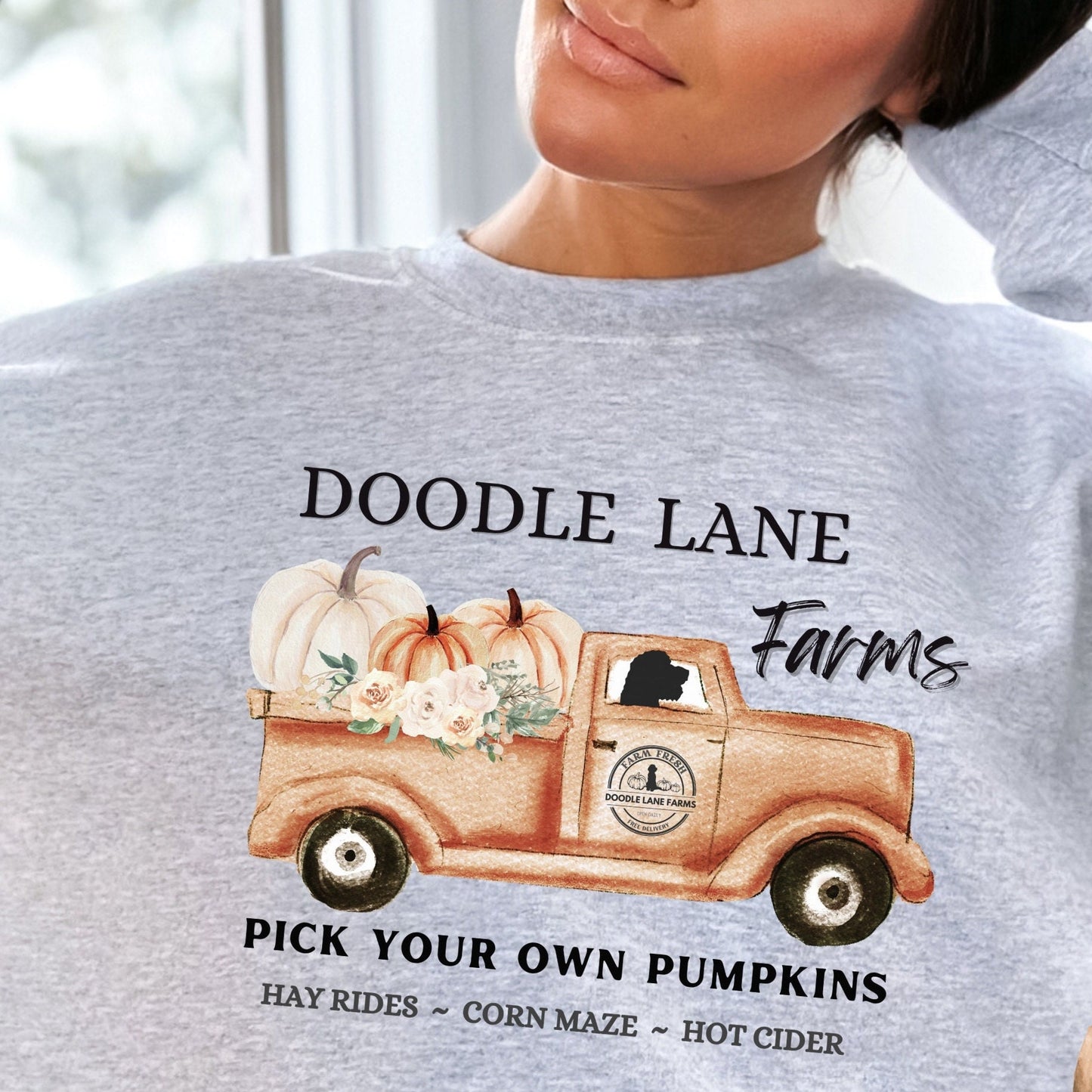 Doodle Dog Fall Sweatshirt - Goldendoodle, Labradoodle, Aussiedoodle, Doodle Mom Gift Shirt, Doodle Lane Pumpkin Patch Shirt