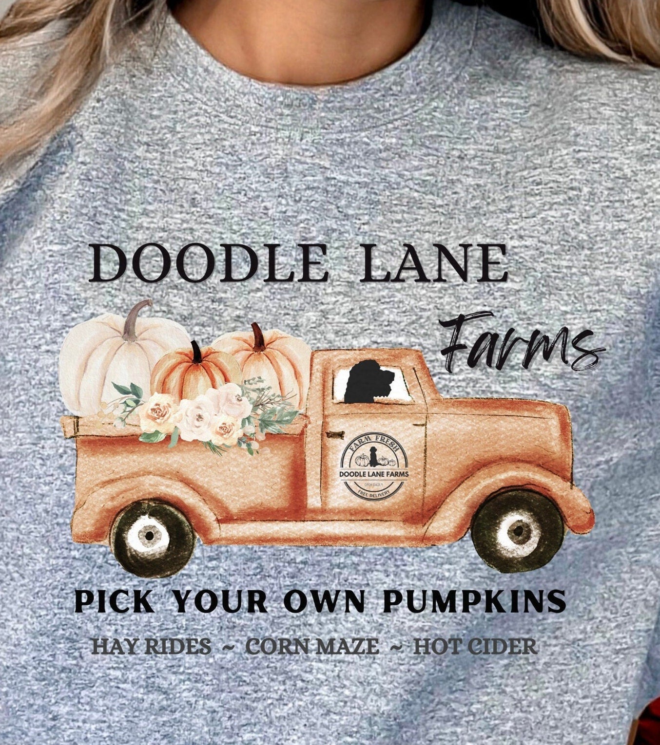 Doodle Dog Fall Sweatshirt - Goldendoodle, Labradoodle, Aussiedoodle, Doodle Mom Gift Shirt, Doodle Lane Pumpkin Patch Shirt