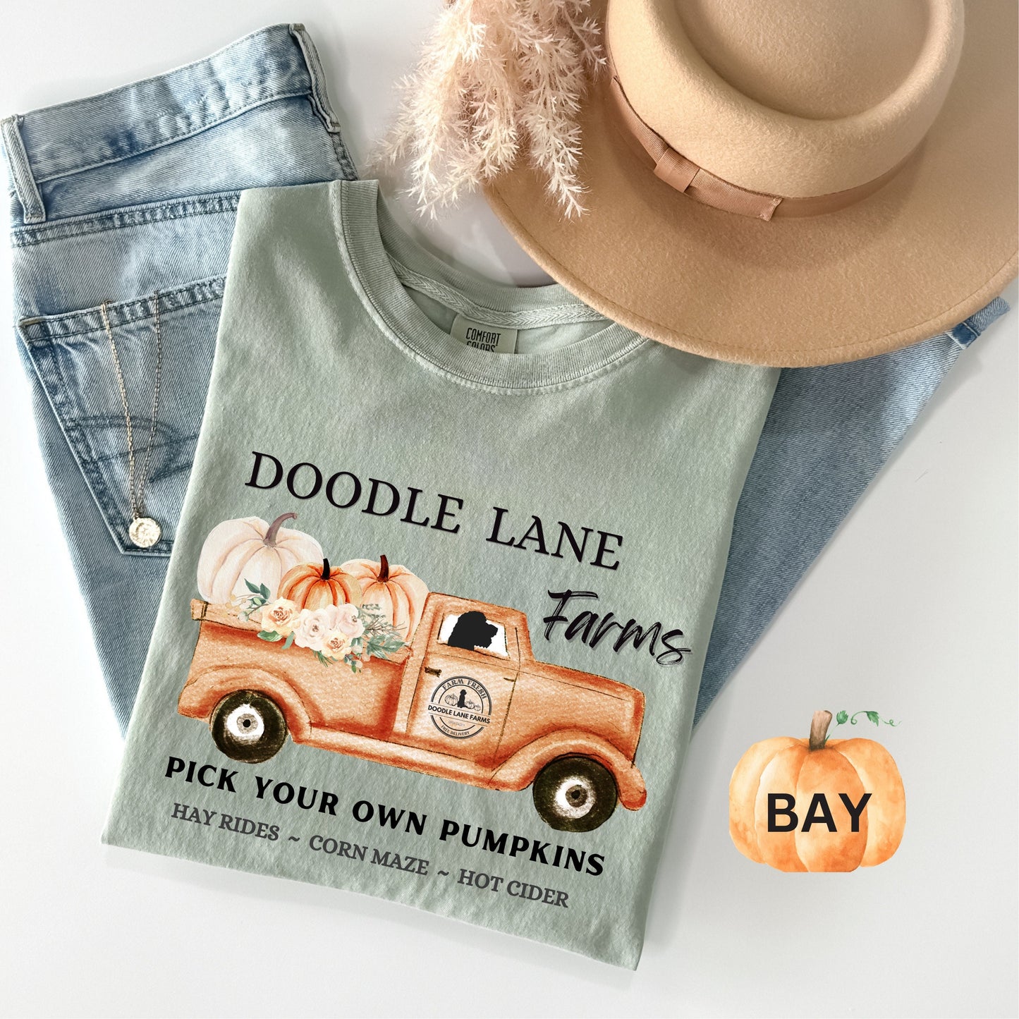 Comfort Colors® Doodle Dog Pumpkin T-shirt - Cute Doodle Dog Mom Fall Shirt, Goldendoodle, Labradoodle, Sheepadoodle & More Unisex