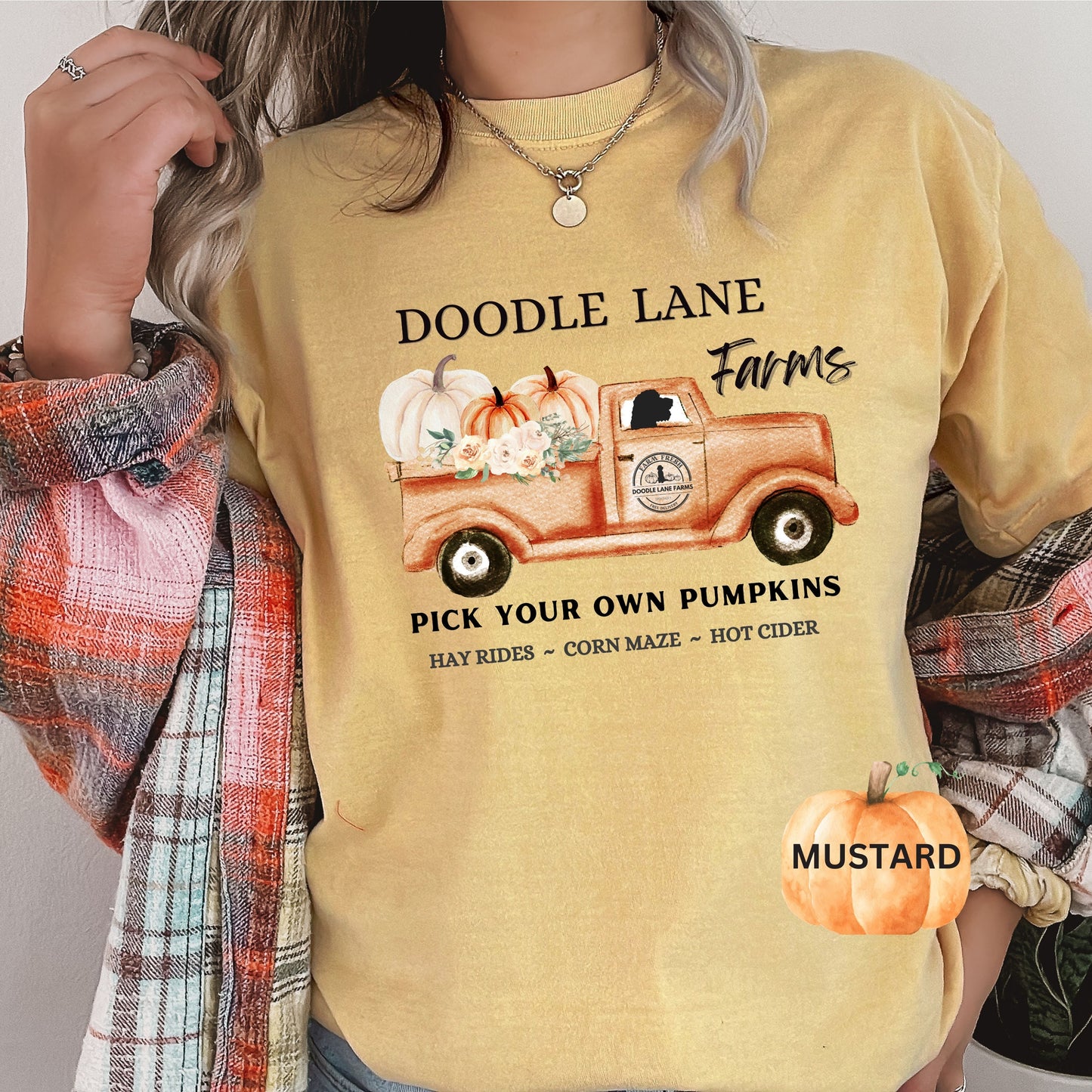 Comfort Colors® Doodle Dog Pumpkin T-shirt - Cute Doodle Dog Mom Fall Shirt, Goldendoodle, Labradoodle, Sheepadoodle & More Unisex