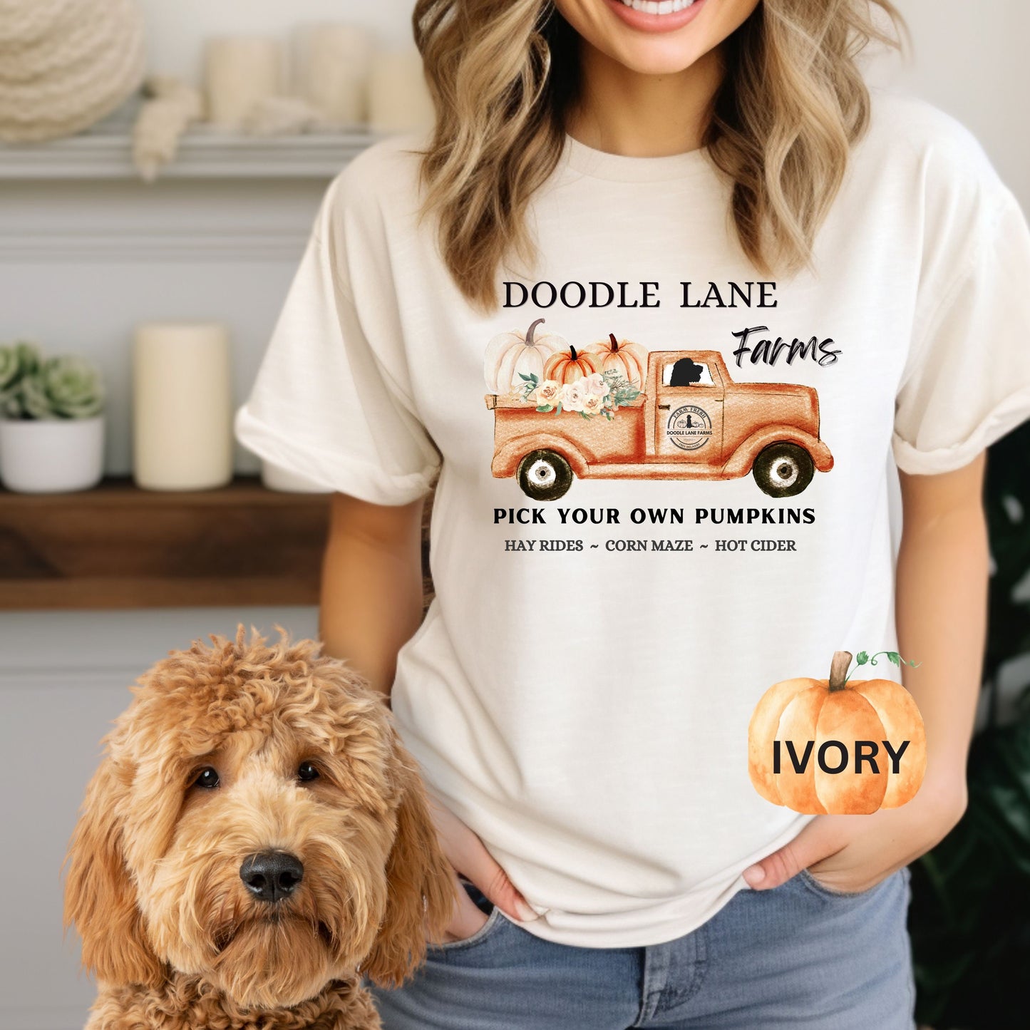 Comfort Colors® Doodle Dog Pumpkin T-shirt - Cute Doodle Dog Mom Fall Shirt, Goldendoodle, Labradoodle, Sheepadoodle & More Unisex