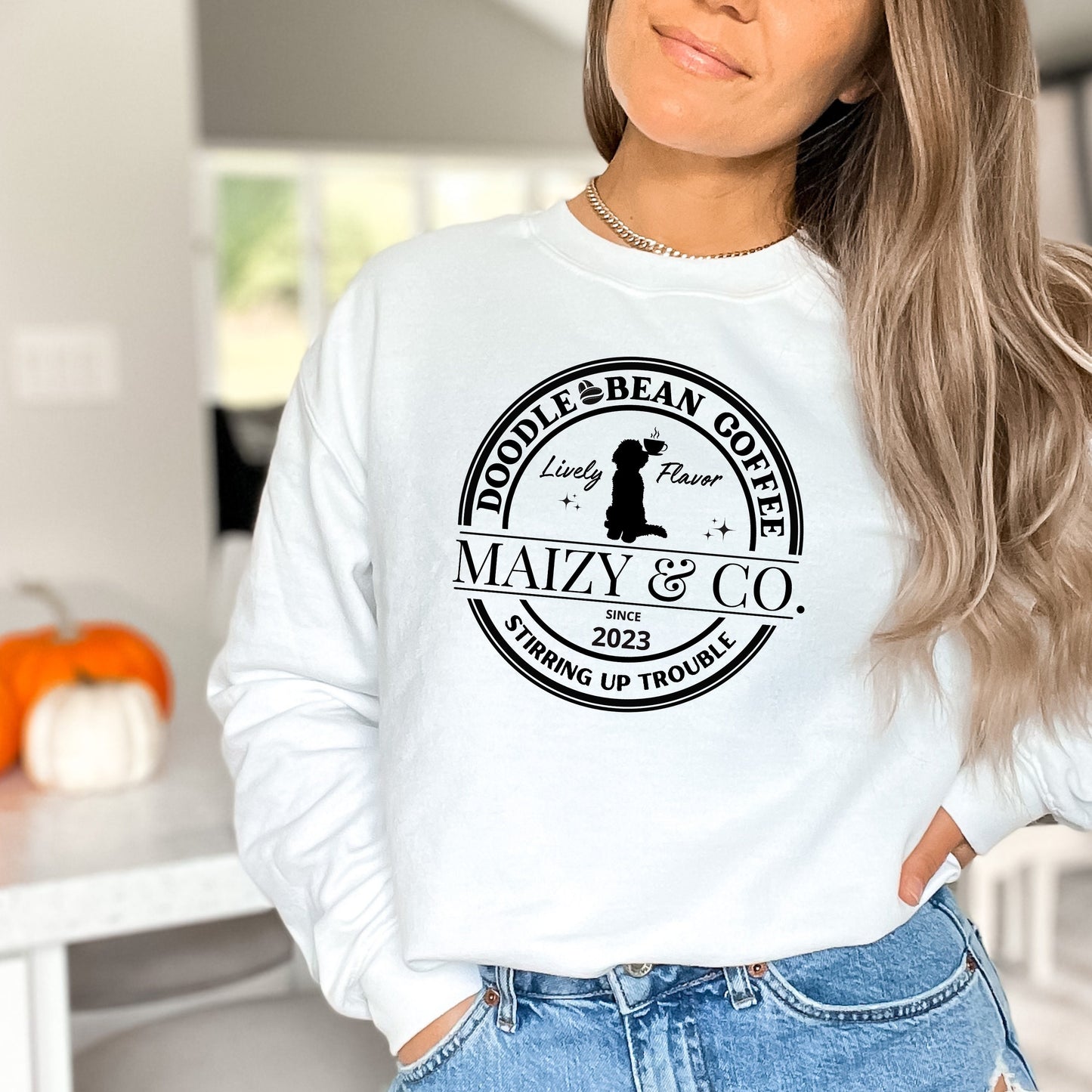 Personalized Doodle Dog Coffee Sweatshirt - Perfect Gift for Coffee Lovers & Doodle Moms, Goldendoodle, Labradoodle, Bernedoodle E