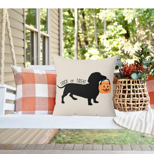 Dachshund Dog Halloween Pillow - Dashhound, Doxen Dachshund Silhouette, Dachshund Mom or Dad Gift, Wiener Dog Halloween Decor