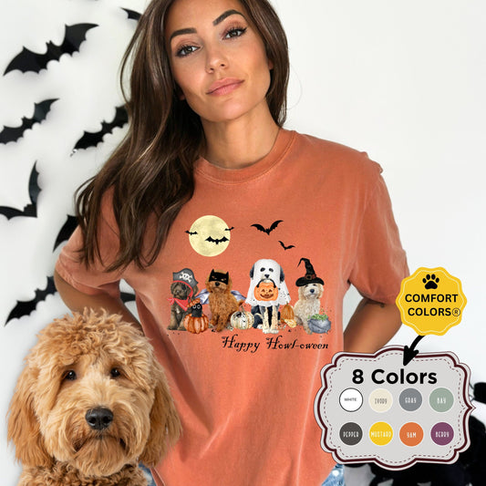 Comfort Colors® Dog Ghost Halloween T-shirt - Cute Doodle Dog Mom Shirt Gift, Goldendoodle, Labradoodle, Bernedoodle, Etc., Unisex